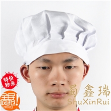 酒店厨房工作服配饰蘑菇形厨师帽子食品厂厨师百褶帽圆布帽批发