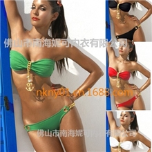 经典闪耀金属吊坠船长比基尼新款维多利亚泳衣品牌泳装厂家批发