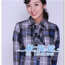 橄榄情OL通勤大翻领纯棉七分衬衫修身工作服衬衫zyz263