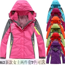 热女士户外防风防雨冲锋衣批发登山服可拆卸抓绒两件套运动服