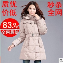 爆款女装2013秋冬新款加厚中长款羽绒服韩版显瘦修身女棉服外套