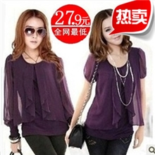 厂价现货2013夏大码女装t恤新款大码女装雪纺衫短袖爆款大码女