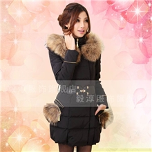 missfofo2013韩版大毛领女式中长款女品牌羽绒服直接批发价
