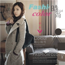 2013韩版秋冬修身翻领双排扣女装呢子大衣修身保暖呢大衣外套