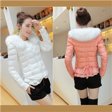 2013冬季品牌女装新款荷叶边修身糖果彩色棉衣短款羽绒服