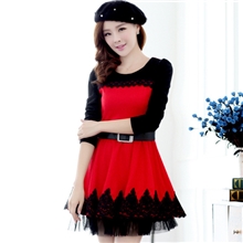 2013秋冬装新款韩版修身长袖毛呢连衣裙圆领打底裙长袖冬裙批发