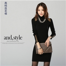 秋冬韩版新款加厚长袖连衣裙韩国修身套头打底连衣裙批发