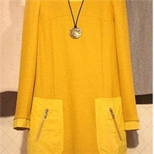 韩国代购秋冬连衣裙打底长袖气质毛呢连衣裙欧美大码女装