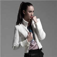 厂家直销欧美新品秋装女式修身品牌夹克尼龙抽皱女装外套MOFFI