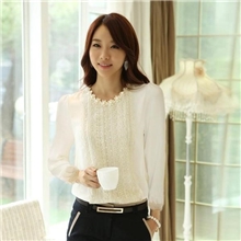 秋季女装韩版潮职业女装衬衫蕾丝长袖打底衫女式上袖针织衫