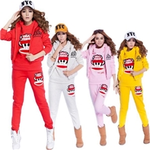 秋冬女装韩版卫衣三件套运动套装加厚加绒休闲女套装休闲套装