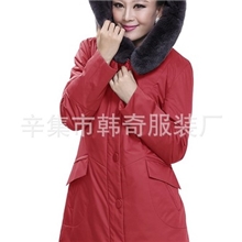 女连帽棉衣加厚修身中长款新款冬装加大码棉服批发尼克服批发