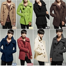 清仓白菜价爆款秋冬韩版中长款双排扣男式呢大衣潮男呢风衣