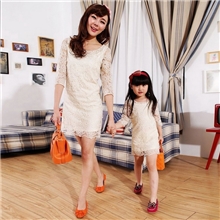 HK3052013秋装韩版蕾丝爆款中袖修身明星同款亲子母女装连衣裙