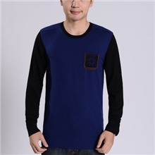 男式休闲时尚相拼色圆领羊毛衫