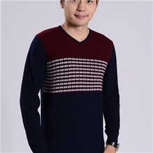 男式休闲时尚鸡心领相拼羊毛衫