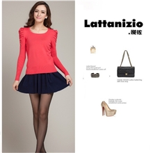 飞翔鸟2013秋季新款女装长袖泡泡袖宽松显瘦打底衬衫修身上衣F333