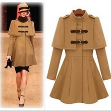 飞翔鸟欧美站2013韩版春装新款修身立领外套斓佐斗蓬呢子大衣8108