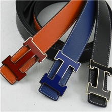 字母头皮带头层皮腰带男女款男士女士彩色H头牛皮裤带批发代发