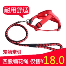 宠物狗狗中小型犬四股编花狗链子牵引绳哈士奇萨摩耶金毛宠物用品