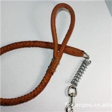 厂家直销优质一级牛皮牵引绳牛皮绳狗链弹簧8股绳弹簧缓冲