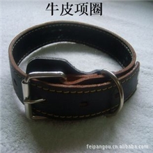 厂家直销高级皮质牛皮狗项圈单排铆钉牛皮项圈狗狗项圈