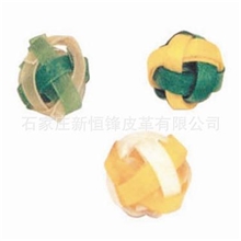 宠物玩具厂生产销售宠物玩具牛皮编织球宠物啃咬玩具