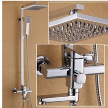 【企业集采】品牌花洒方形全套卫浴套装增压淋浴升降三档全铜龙头