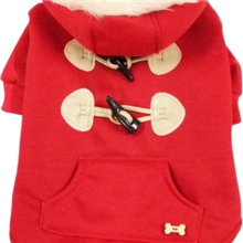 宠物衣服秋冬装，厂家直销价格更优惠，牛角扣带帽大衣