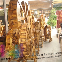 ￠600mm高级防腐木木制流水车水车轮风水车假山水池水车