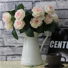 【厂家直销】高档仿真花雅艺轩同款手感保湿2头茶玫热销