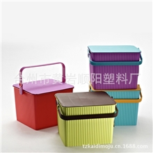 黄岩供应现货炫彩桶条纹桶方形米桶婚庆用品提手带盖桶