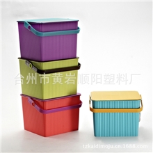 黄岩供应现货炫彩多功能钓鱼桶方形条纹桶儿童玩具桶米桶