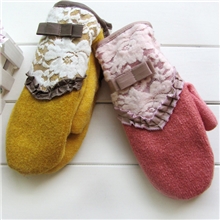 新款时尚韩版可爱手套新麦点布艺包指手套写字手套女式BY061