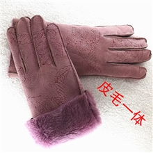 厂家直销女士皮毛一体手套真羊皮真羊毛保暖手套现货批发
