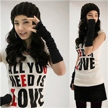 特价韩国冬季新款露指手套半指手套针织毛线手套保暖长手套批发