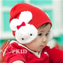 韩国宝宝秋冬蝴蝶结兔子套头帽子儿童针织帽子义乌厂家批发