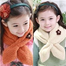 2013秋冬新款围巾韩国外贸百变仿羊绒花朵纯色儿童围巾厂家批发