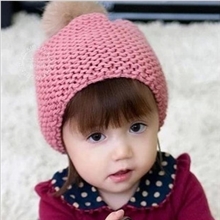 韩版秋冬季兔毛球拉花针织儿童帽子毛线帽保暖帽宝宝儿童帽子批发