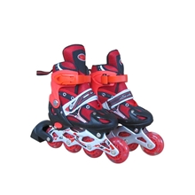 2012新款按钮式调节溜冰鞋轮滑鞋旱冰鞋8轮全闪PU轮红色