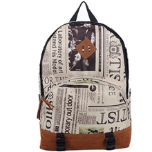 2013新款欧美范报纸图案混搭背包双肩包学生书包批发