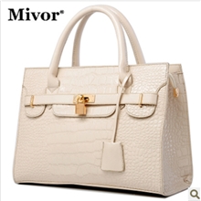 米维尔女包批发2013新款时尚亮光潮包鳄鱼纹手提包斜挎包