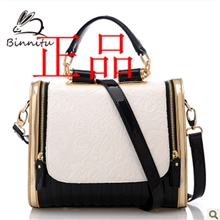 宾尼兔2013新款韩版英伦复古潮包包时尚黑白撞色女包单肩斜跨手提