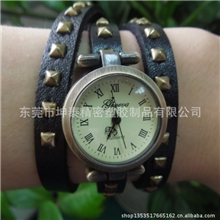 复古真皮柳钉皮带手表2013最火爆最热销复古手表古铜手表