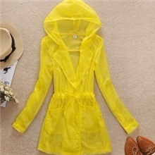 2013夏季亮色长袖透明中长款防晒小外套风衣厂家直批新款防晒衣