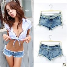 MV性感，挑逗，辣妹侧边绑带牛仔裤超低腰短裤夜店热裤