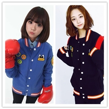 韩版秋冬新款学院风鸭子徽章情侣棒球服卫衣外套