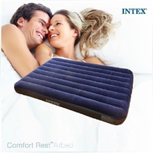 美国INTEX冲气床㊣68758豪华灯心绒拉带式双人床|充气床垫