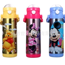 批发供应迪士尼保温杯子480ML儿童背带吸管杯保温水壶5654