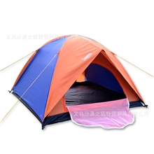 供应三人家庭帐篷双层压胶帐篷外帐升级防水多人防雨帐篷